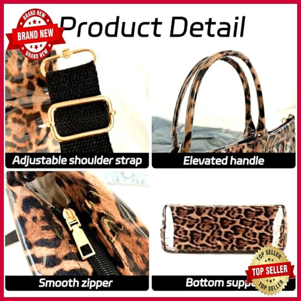 Large PVC Tote Bag with Letters Print, Waterproof Work Travel Shoulder Bag